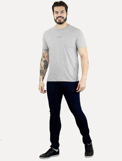Camiseta Calvin Klein Jeans Masculina Institutional Navy New Logo Cinza Mescla