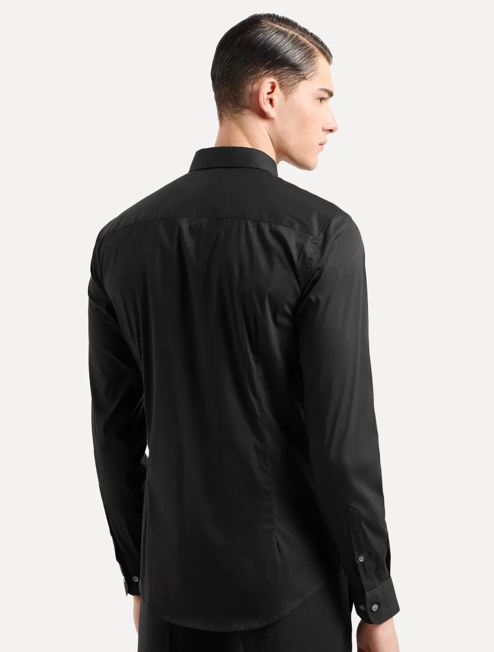 Camisa Empório Armani Masculina Stretch Embroidered Mono Logo Preta
