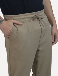 Calça Calvin Klein Masculina Moletom Reta Suedine CK Logo Cáqui