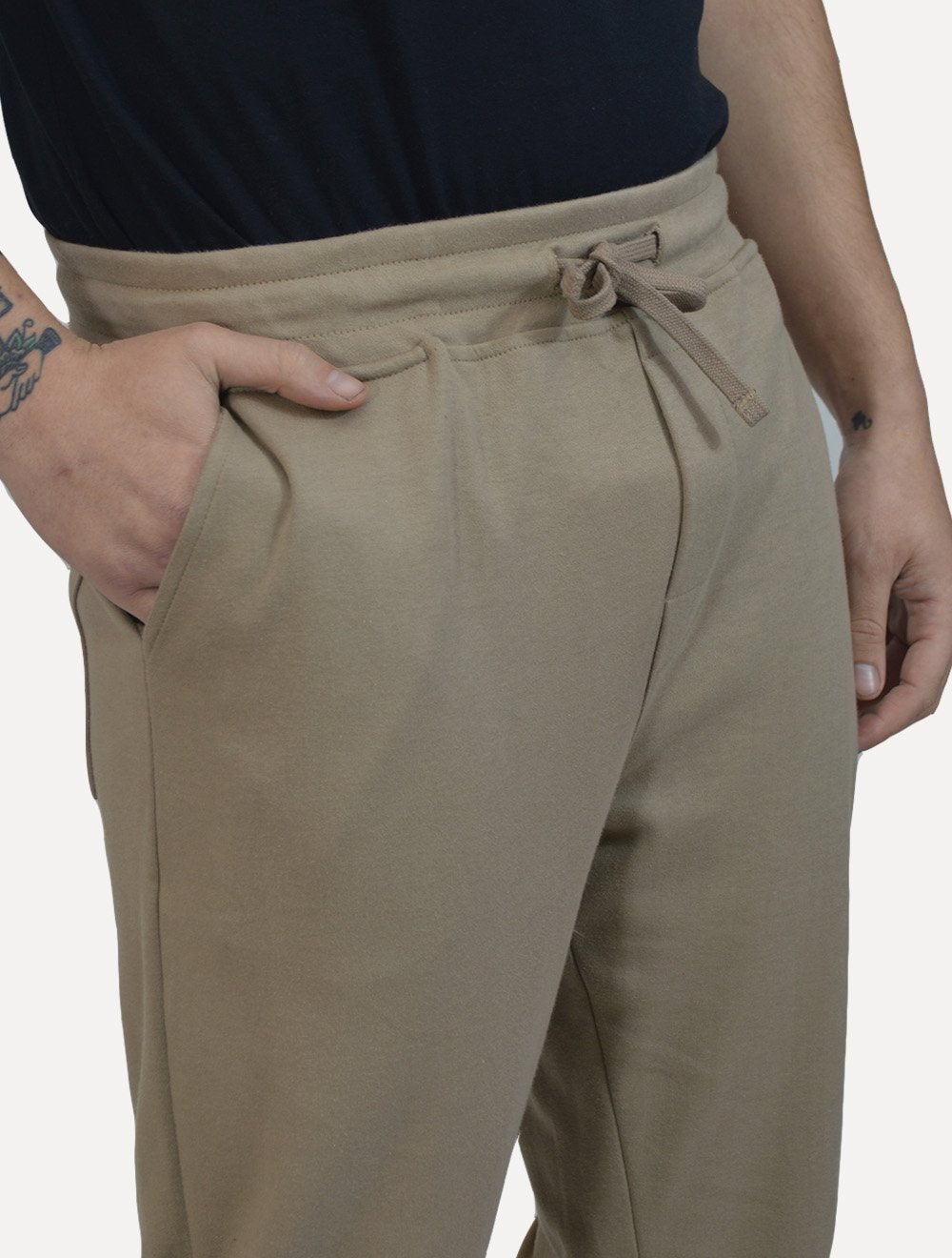 Calça Calvin Klein Masculina Moletom Reta Suedine CK Logo Cáqui
