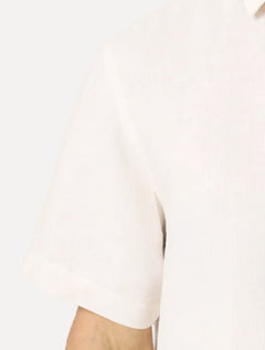 Camisa Dudalina Masculina Manga Curta Comfort Fit Slub Cotton Flame Off White