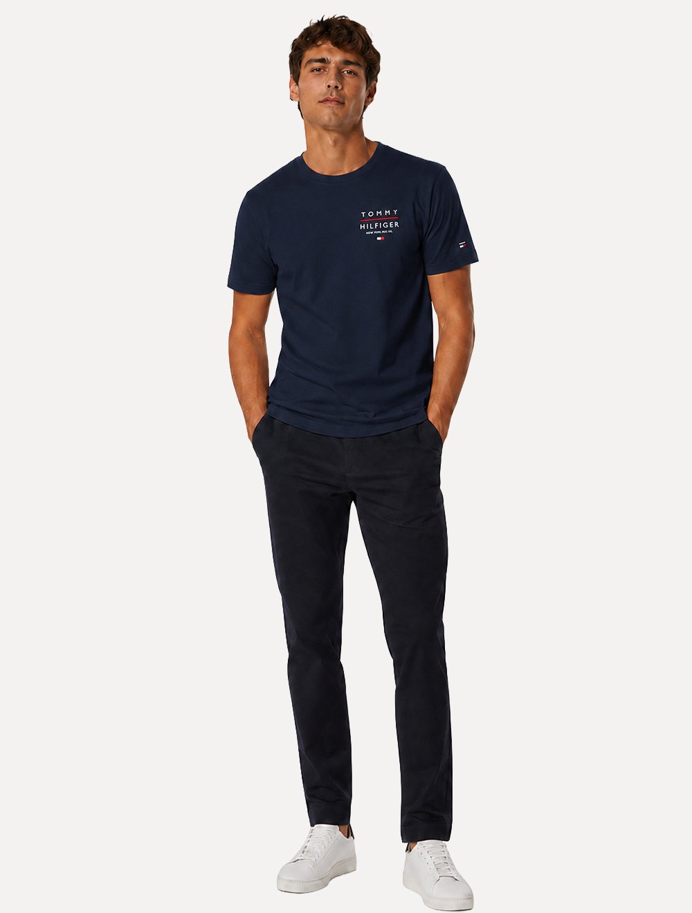 Camiseta Tommy Hilfiger Masculina Regular Logo Brand Love RWB Azul Marinho