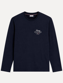 Camiseta Tommy Hilfiger Masculina Manga Longa Brand Love Graphic Preta