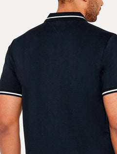 Polo Tommy Jeans Masculina Piquet Regular Tipped Azul Marinho