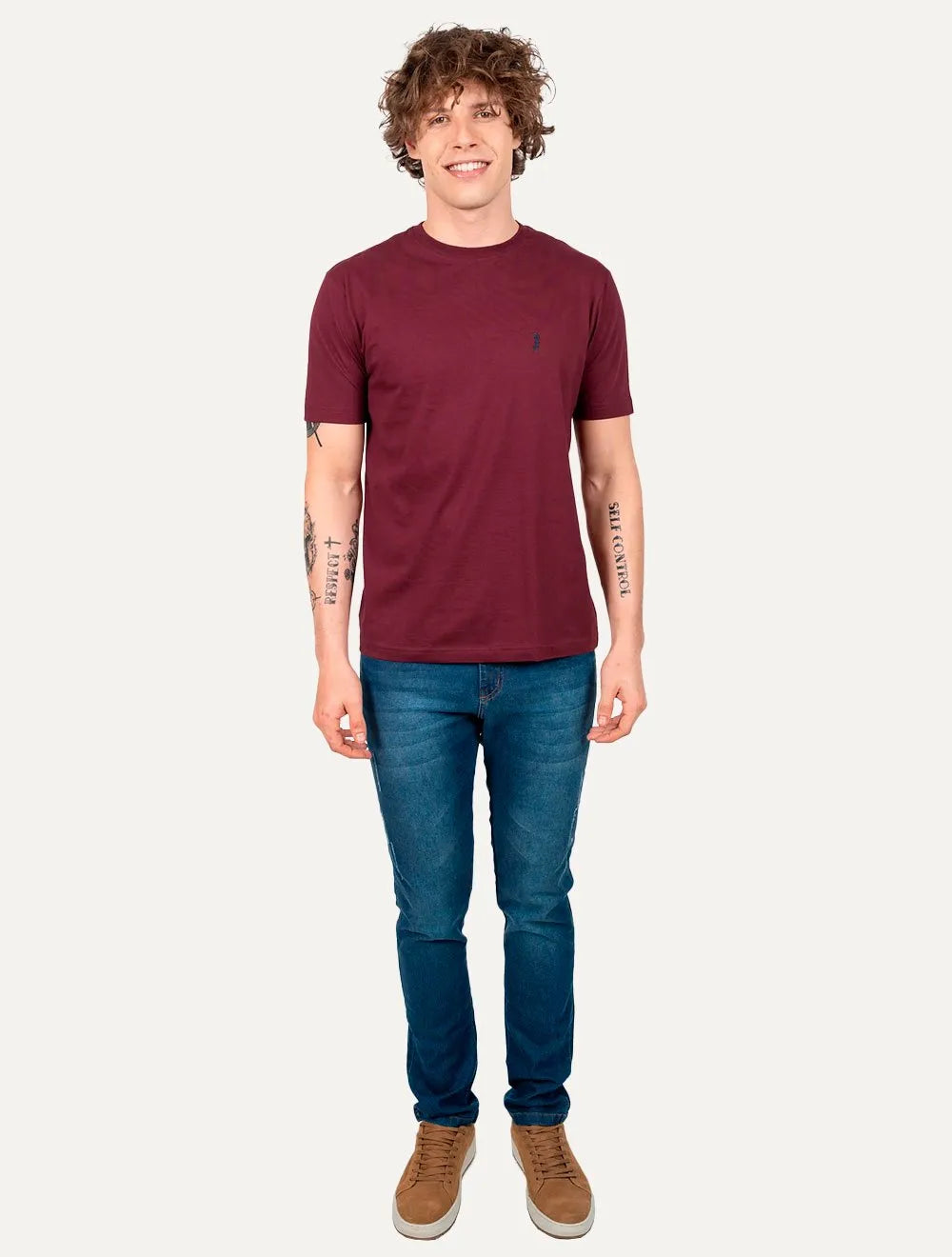 Camiseta Aleatory Masculina Navy Icon Bordô