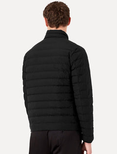 Jaqueta Empório Armani Masculina Matelassê Full-Zip Black Logo Preta