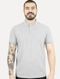 Polo Aramis Masculina Piquet Off Friso Cinza Mescla