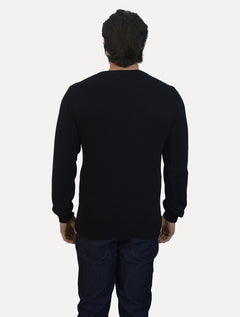 Suéter Dixen Masculino Tricot Gola Redonda Estonada Preto