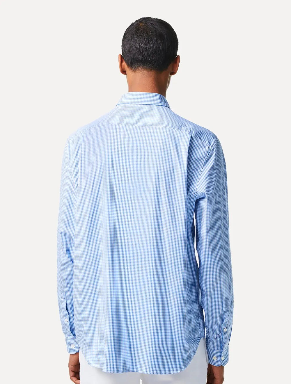 Camisa Lacoste Masculina Regular Casual Cotton Xadrez Azul/Branca