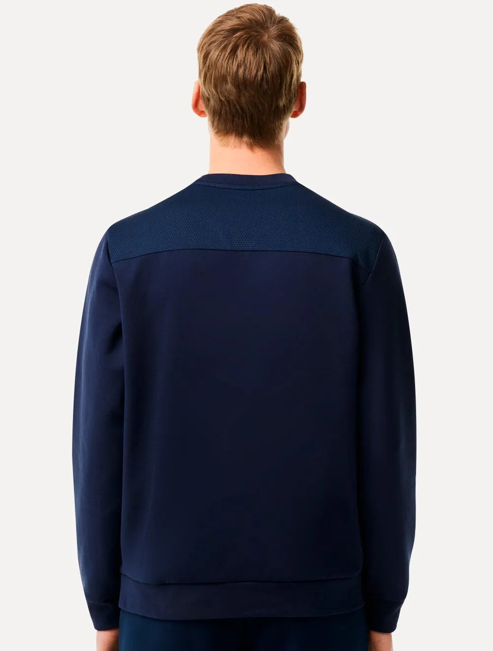 Moletom Lacoste Masculino Crewneck Sport Mesh Panels Azul Marinho
