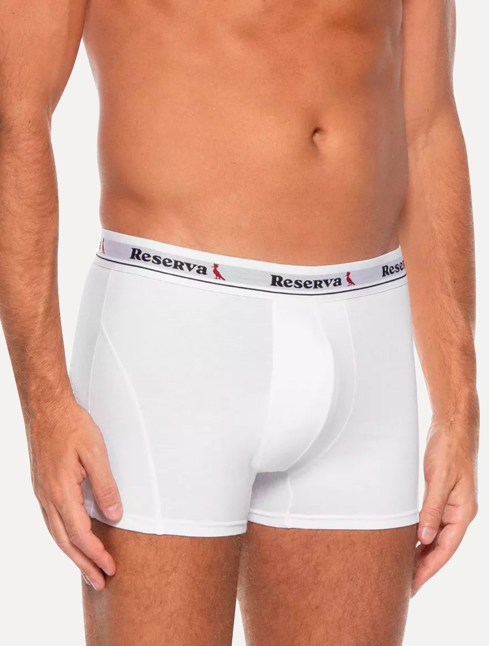 Cueca Reserva Masculina Boxer Basic Logo Branca Pack 2UN