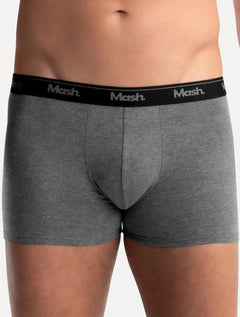 Cueca Mash Boxer Cotton Basic Dark Logo Cinza Mescla Escuro