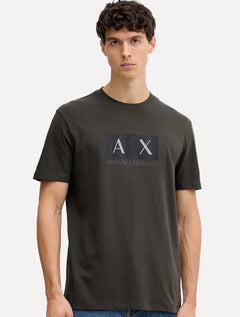 Camiseta Armani Exchange Masculina Regular AX Texturized Logo Verde Militar