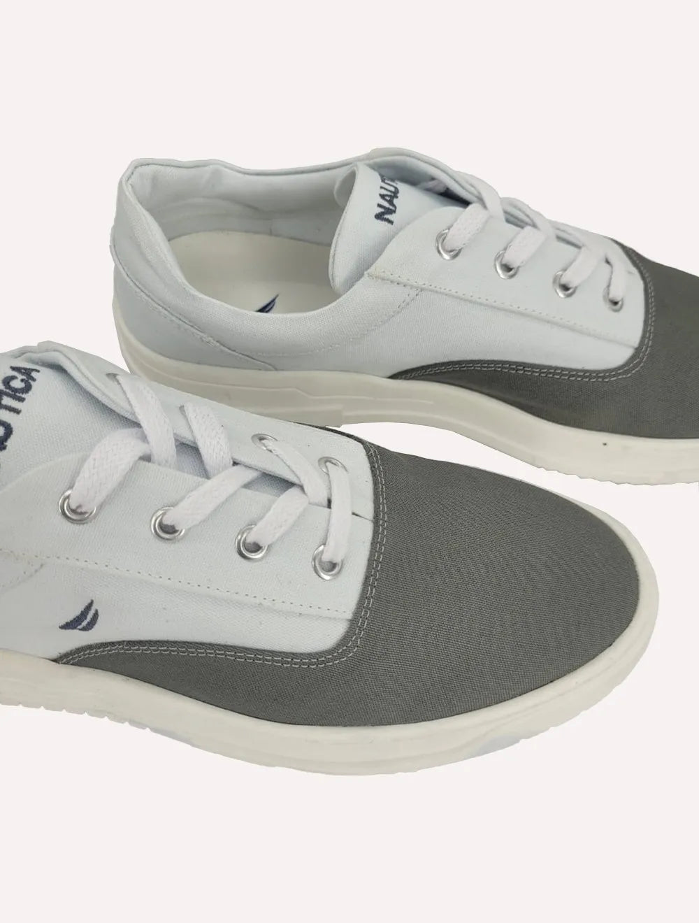 Tênis Nautica Masculino Denim Sailboat Logo Fanton Lona Branco/Cinza