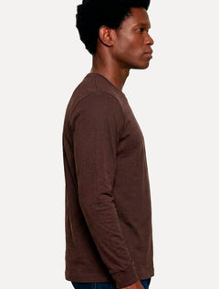 Camiseta Aramis Masculina Basic Lisa Manga Longa Mono Logo Marrom Café