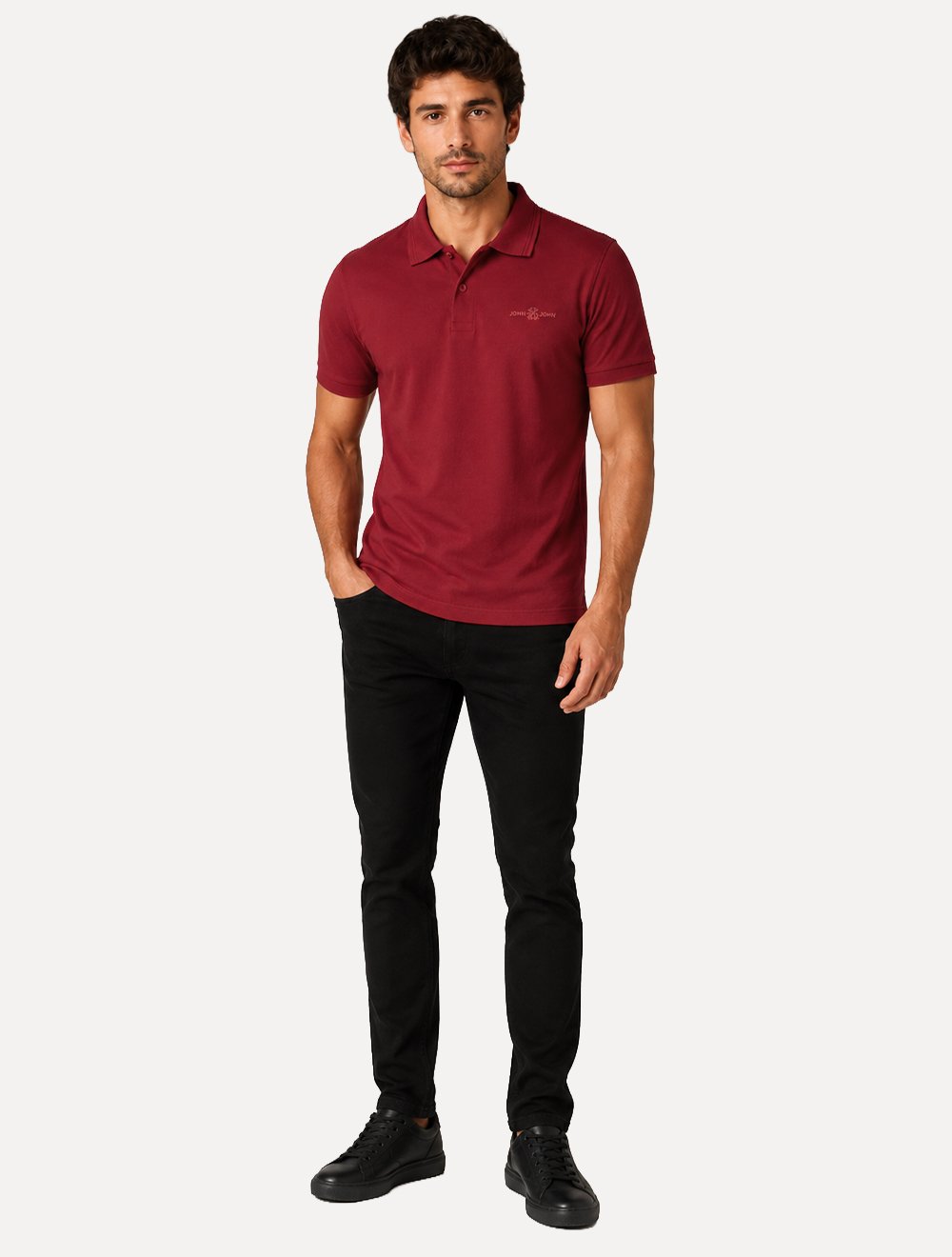 Polo John John Masculina Slim Fit HIgh Mono Vermelho Médio