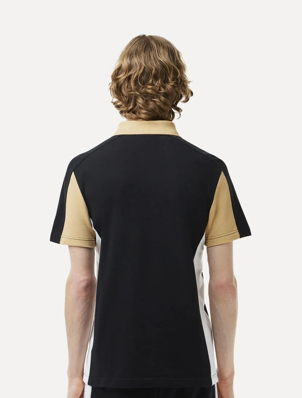 Polo Lacoste Masculina Piquet Cotton Colorblock Preta
