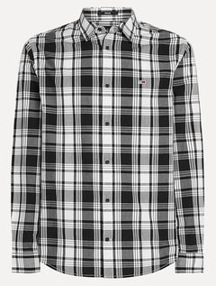 Camisa Tommy Jeans Masculina Regular Poplin Xadrez Check Preta
