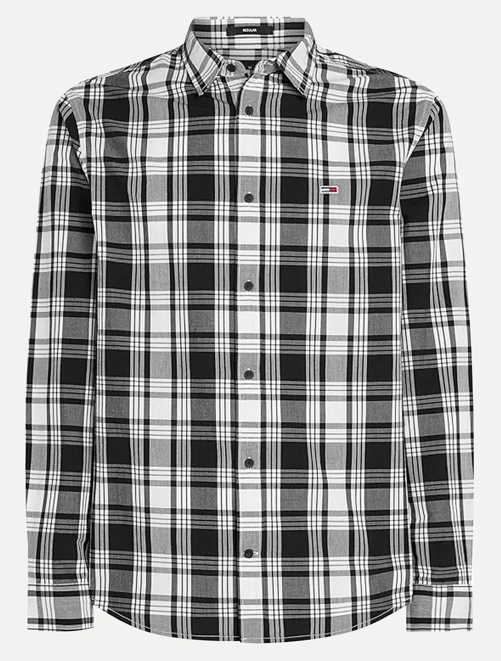 Camisa Tommy Jeans Masculina Regular Poplin Xadrez Check Preta