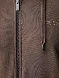 Moletom Armani Exchange Masculino Com Capuz Full Zip Subtle Logo Marrom