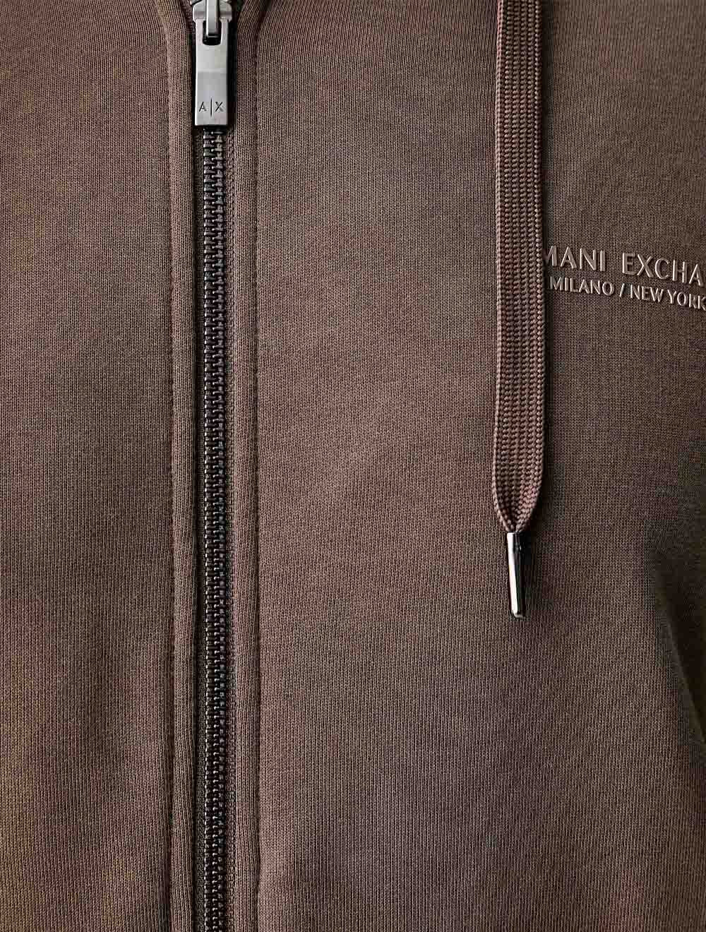 Moletom Armani Exchange Masculino Com Capuz Full Zip Subtle Logo Marrom