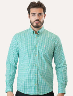 Camisa Ralph Lauren Masculina Slim Fit Stretch Poplin Verde Turquesa