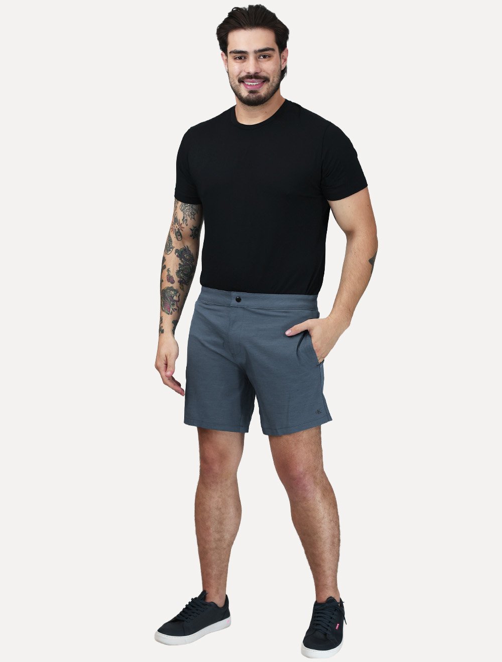 Short Calvin Klein Swimwear Masculino D'Água Botão Azul Marinho Mescla