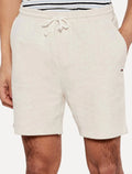 Bermuda Tommy Hilfiger Moletom Logo Mini Faixa Tommy Jeans Off-White Mescla