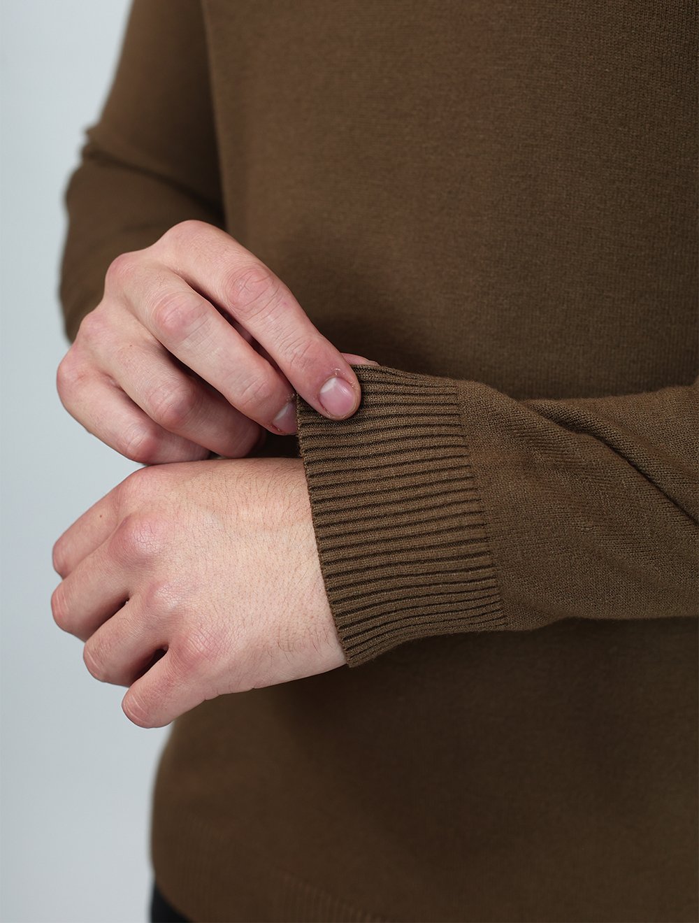 Suéter Dixen Masculina Tricot Manga Longa com Ziper Frontal Marrom