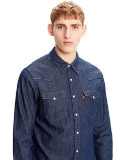 Camisa Jeans Levis Masculina Barstow Western Azul
