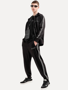 Jaqueta Armani Exchange Masculina Moletom Hoodie FullZip Signature Preto