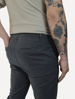 Calça Aramis Masculina Chino Sarja Classica Button Chumbo