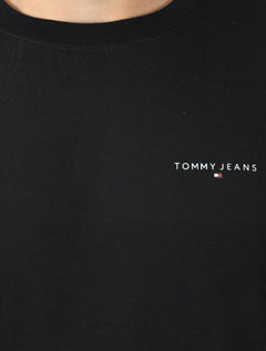 Camiseta Tommy Jeans Masculina Slim Manga Longa Linear Chest Preto