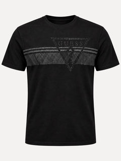 Camiseta Guess Masculina Big Chest Inverse Line Logo Preta