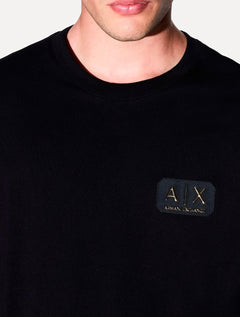 Camiseta Armani Exchange Masculina Regular Fit  Cotton Patch AX Preta