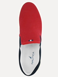 Tênis Nautica Masculino Slip On Lona Azul Marinho/Vermelho
