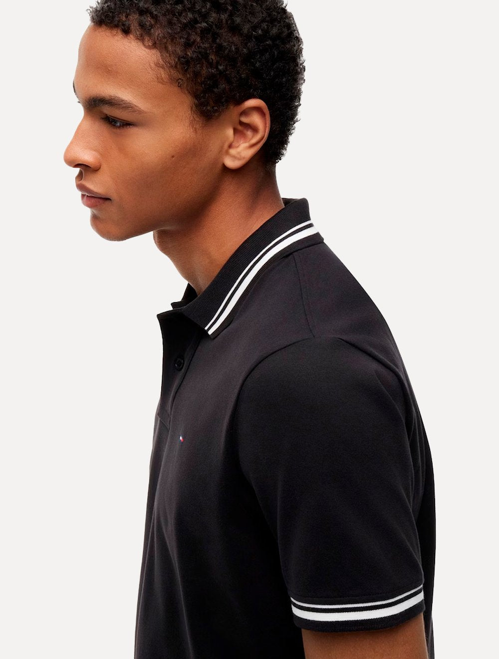 Polo Tommy Jeans Masculina Piquet Regular Tipped Preto