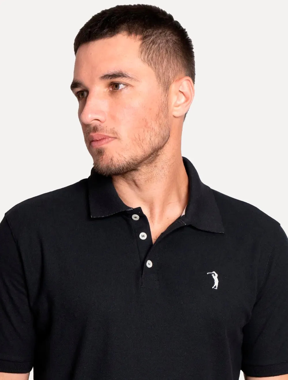 Polo Aleatory Masculina Piquet Melange Inner Contrast Preta