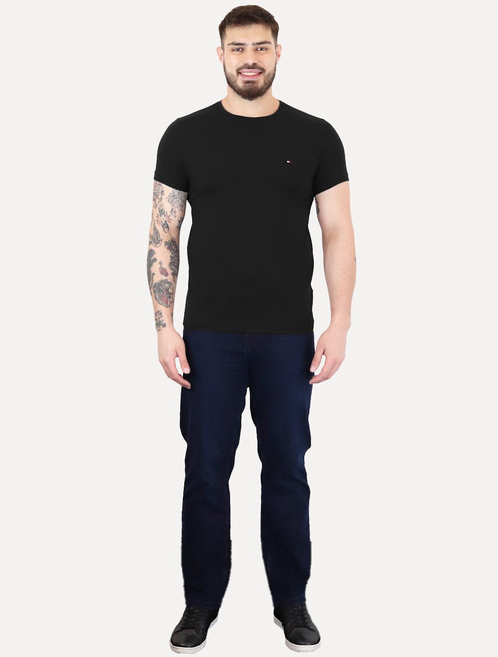 Camiseta Tommy Hilfiger Masculina Slim Fit Essential Stretch Preta
