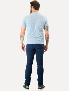 Camiseta Guess Masculina Triângulo Los Angeles Relevo Peito Azul Claro