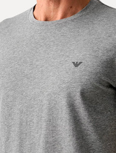 Kit Camisetas Empório Armani Masculina C-Neck Printed Logo Preta e Cinza Mescla