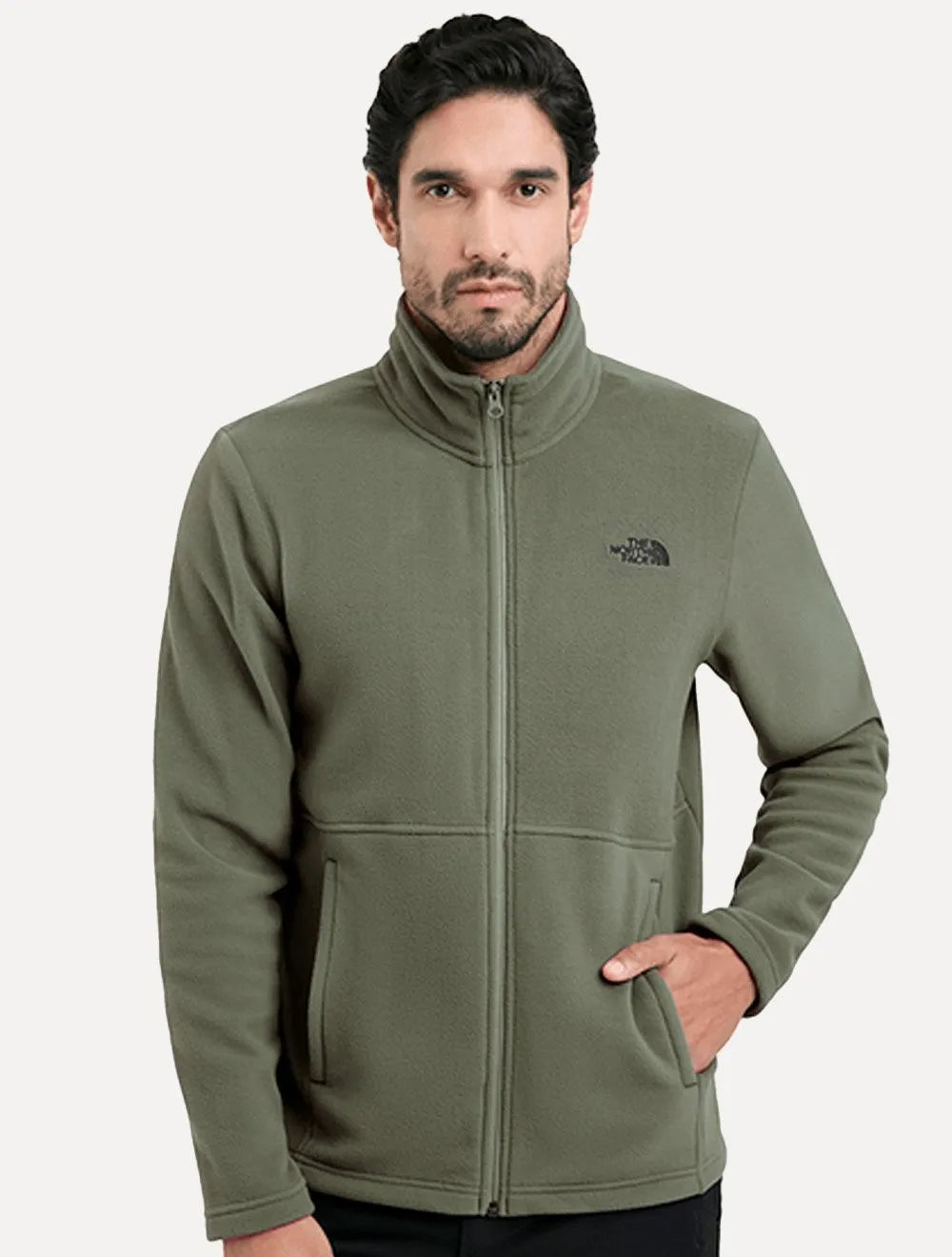 Blusa The North Face Masculina Fleece Glacier Full Zip Com Capuz TNF Verde Militar