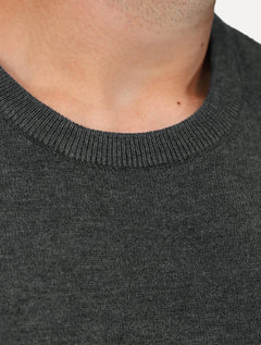 Suéter Calvin Klein Jeans Masculino Tricot Gola Careca Liso Chumbo