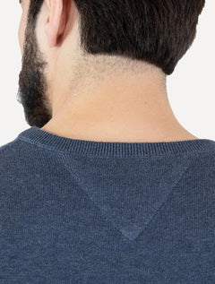 Suéter Tommy Hilfiger Masculino Crewneck Essential Cotton Azul Mescla