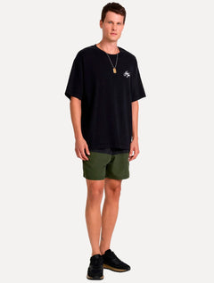 Short John John Masculino Regular Fit Bicolor Preto/Verde Escuro