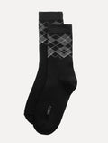 Meia Reserva Masculina Cano Alto Xadrez Preta