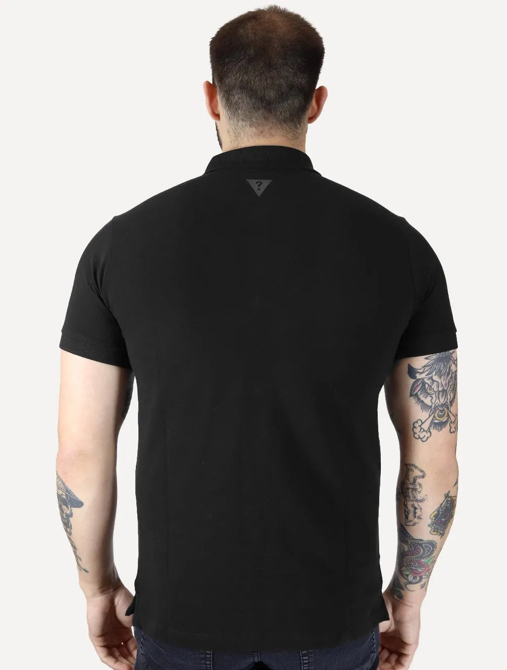 Polo Guess Masculina Piquet 1981 Bordado Preta