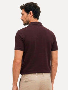 Polo Aramis Masculina Basic Piquet Mono Logo Vinho Escuro