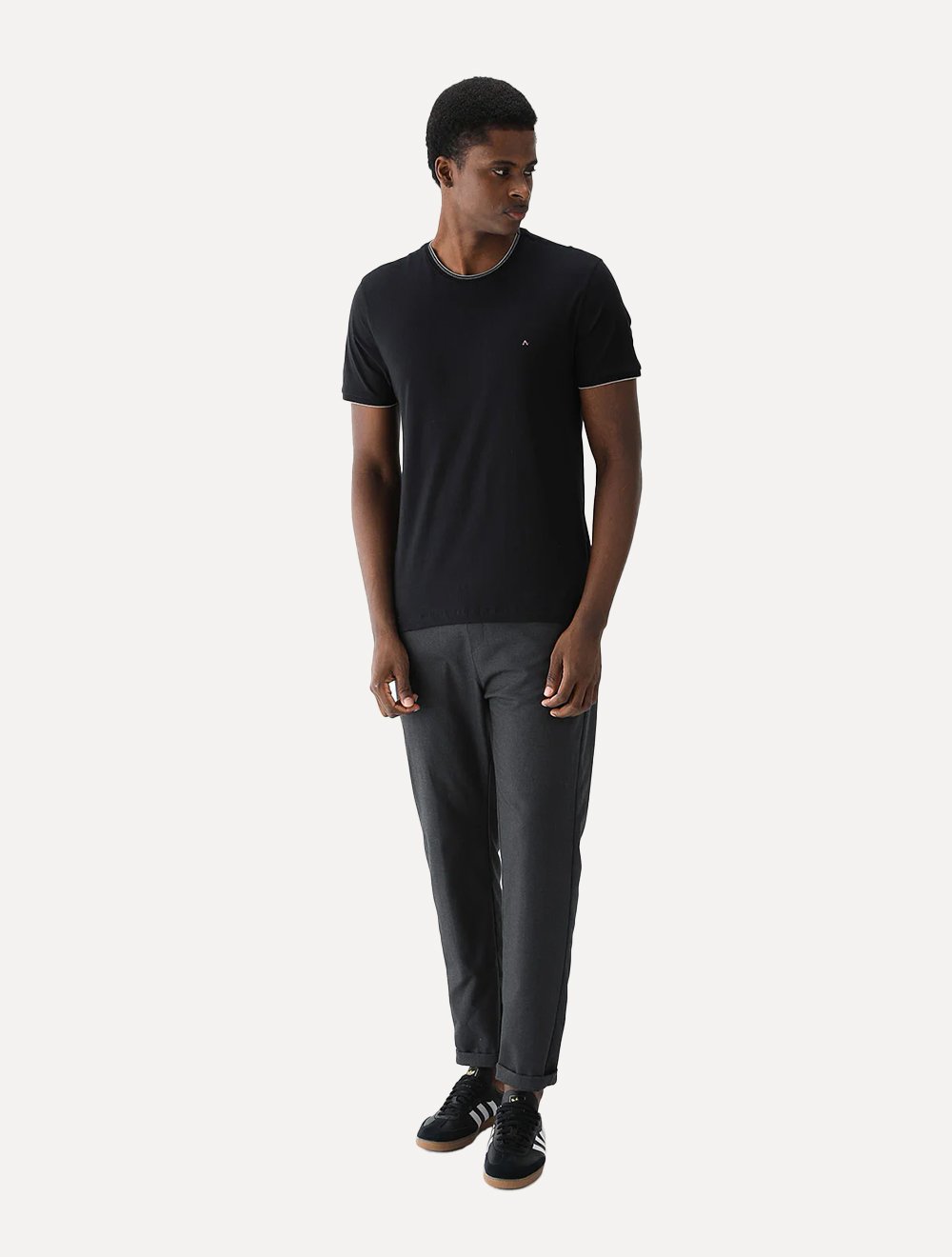 Camiseta Aramis Masculina Grey Friso Gola Preta