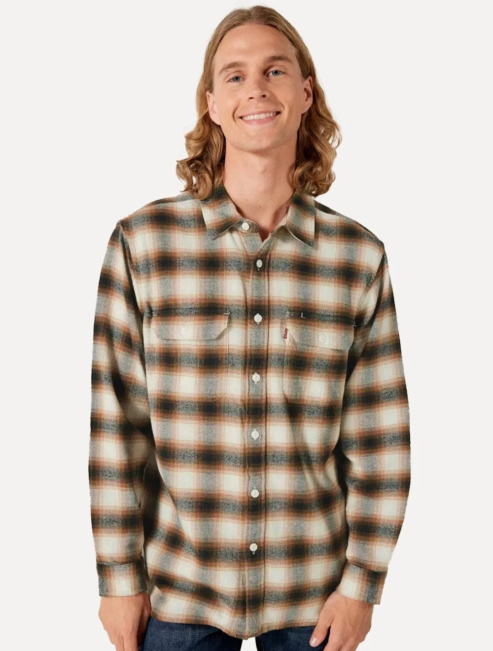 Camisa Levis Masculina Jackson Worker Xadrez Marrom